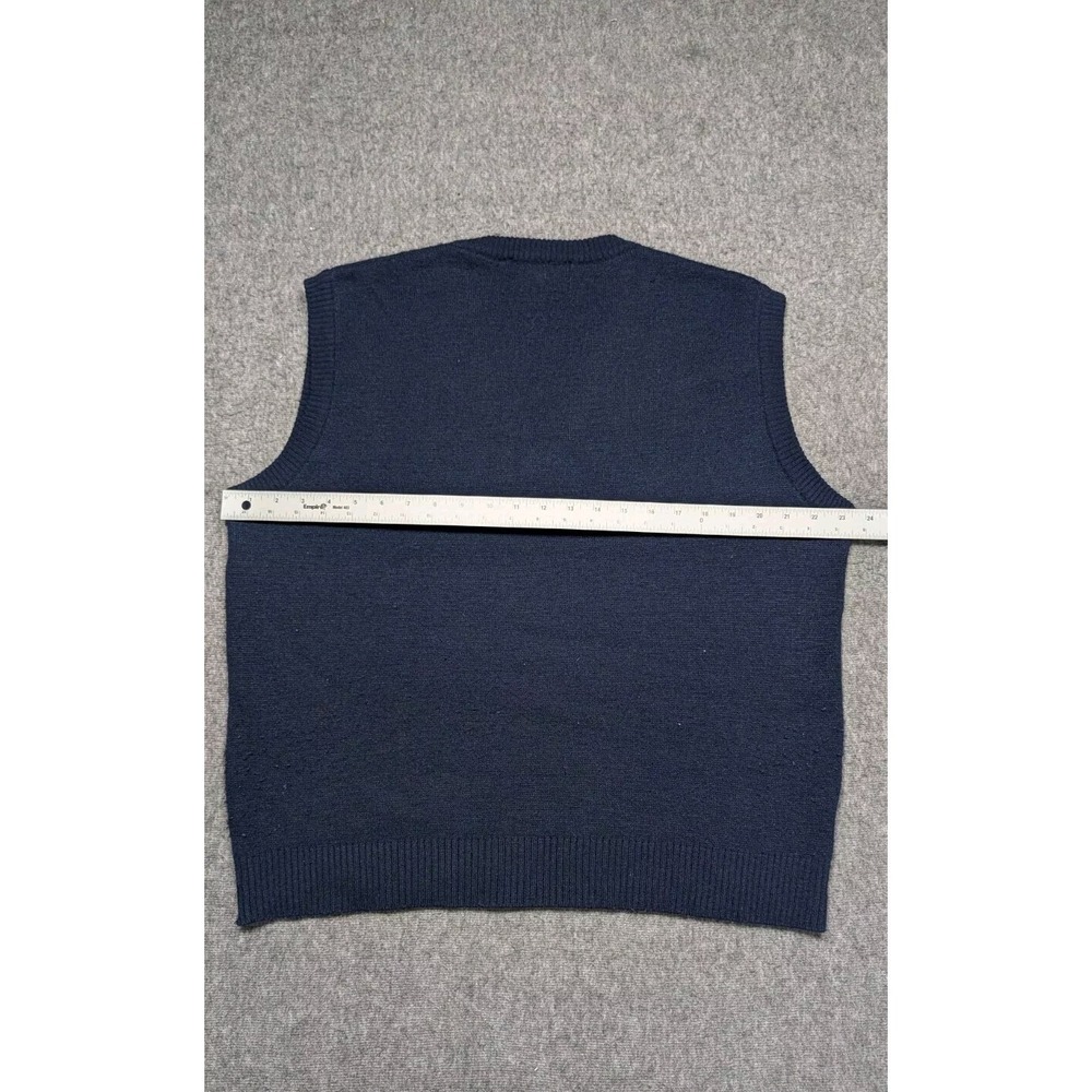 Vtg Sansabelt Sweater Mens Large Blue‎ Grandpa Wool Blend Y2K Preppy Professor - Picture 7 of 11